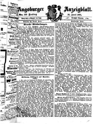 Augsburger Anzeigeblatt Freitag 16. Juni 1871