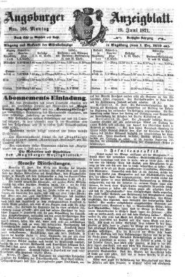 Augsburger Anzeigeblatt Montag 19. Juni 1871