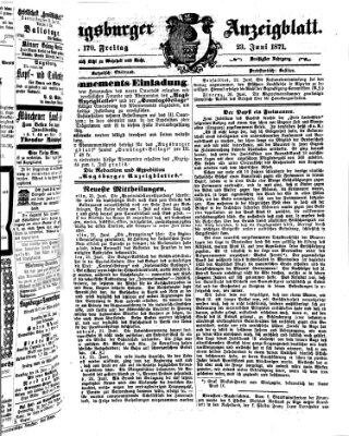 Augsburger Anzeigeblatt Freitag 23. Juni 1871