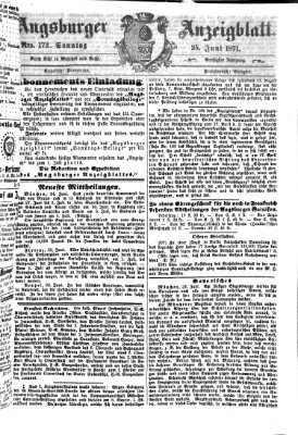 Augsburger Anzeigeblatt Sonntag 25. Juni 1871