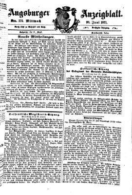 Augsburger Anzeigeblatt Mittwoch 28. Juni 1871