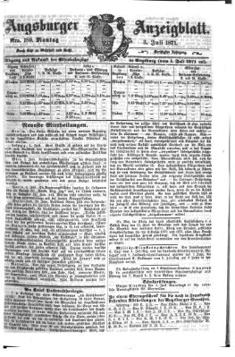 Augsburger Anzeigeblatt Montag 3. Juli 1871