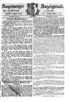 Augsburger Anzeigeblatt Mittwoch 5. Juli 1871