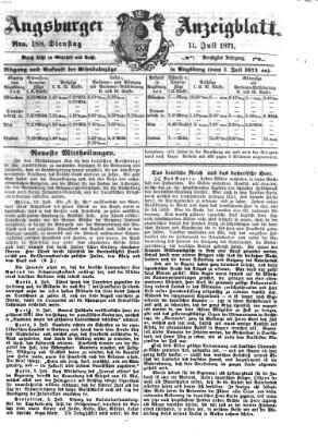 Augsburger Anzeigeblatt Dienstag 11. Juli 1871