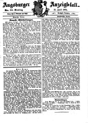 Augsburger Anzeigeblatt Montag 17. Juli 1871