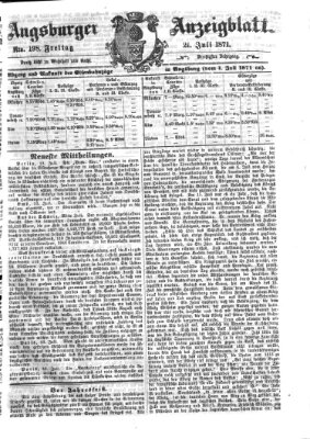 Augsburger Anzeigeblatt Freitag 21. Juli 1871