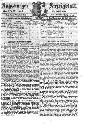 Augsburger Anzeigeblatt Mittwoch 26. Juli 1871