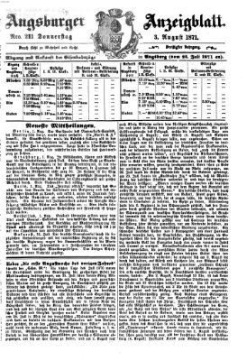 Augsburger Anzeigeblatt Donnerstag 3. August 1871