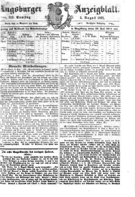 Augsburger Anzeigeblatt Samstag 5. August 1871