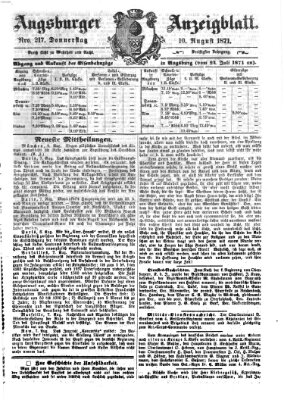 Augsburger Anzeigeblatt Donnerstag 10. August 1871