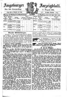 Augsburger Anzeigeblatt Donnerstag 17. August 1871