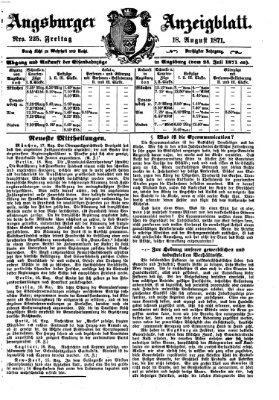 Augsburger Anzeigeblatt Freitag 18. August 1871