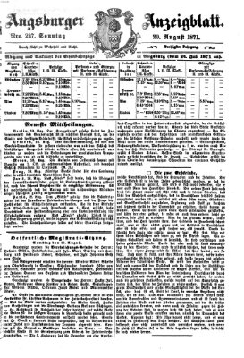 Augsburger Anzeigeblatt Sonntag 20. August 1871