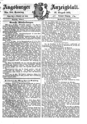 Augsburger Anzeigeblatt Sonntag 27. August 1871