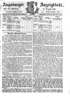 Augsburger Anzeigeblatt Montag 28. August 1871