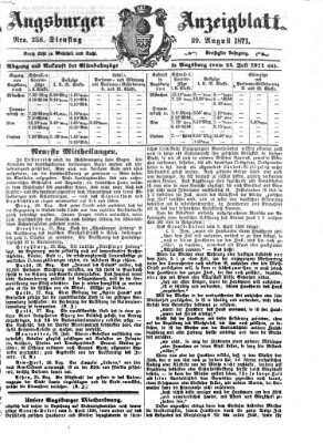 Augsburger Anzeigeblatt Dienstag 29. August 1871