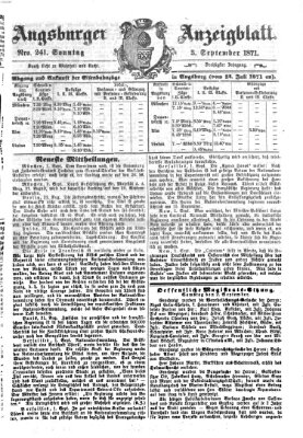 Augsburger Anzeigeblatt Sonntag 3. September 1871