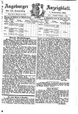 Augsburger Anzeigeblatt Donnerstag 7. September 1871