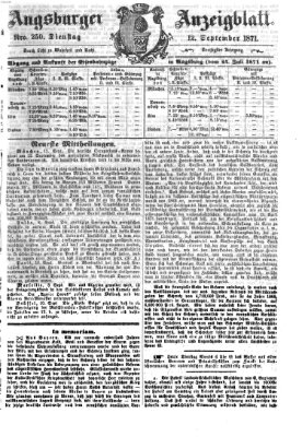 Augsburger Anzeigeblatt Dienstag 12. September 1871