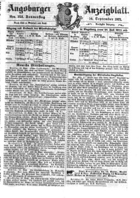 Augsburger Anzeigeblatt Donnerstag 14. September 1871