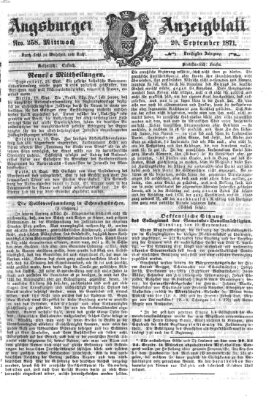 Augsburger Anzeigeblatt Mittwoch 20. September 1871