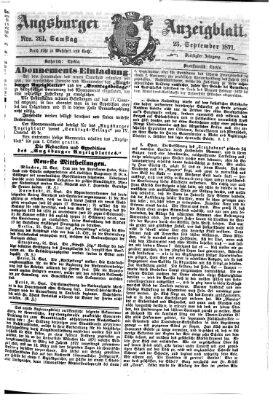 Augsburger Anzeigeblatt Samstag 23. September 1871