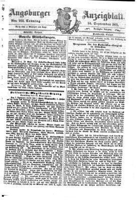 Augsburger Anzeigeblatt Sonntag 24. September 1871