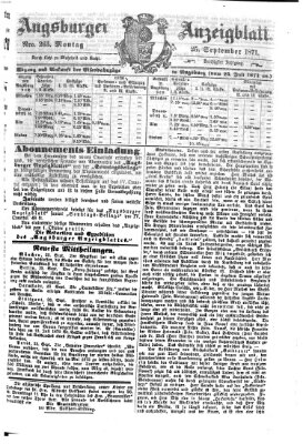 Augsburger Anzeigeblatt Montag 25. September 1871