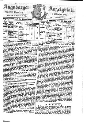 Augsburger Anzeigeblatt Sonntag 1. Oktober 1871