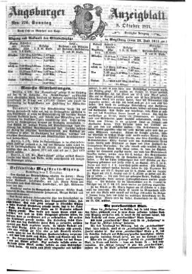Augsburger Anzeigeblatt Sonntag 8. Oktober 1871