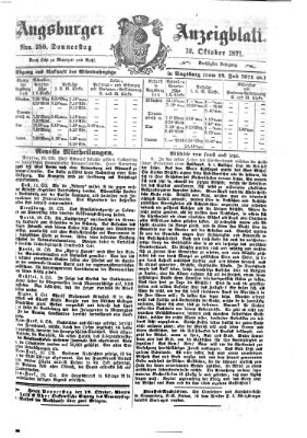 Augsburger Anzeigeblatt Donnerstag 12. Oktober 1871