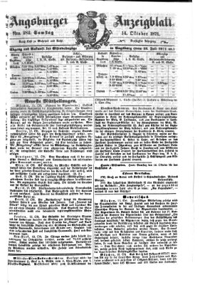 Augsburger Anzeigeblatt Samstag 14. Oktober 1871