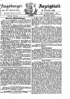 Augsburger Anzeigeblatt Donnerstag 19. Oktober 1871