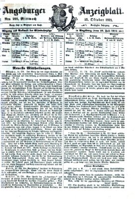 Augsburger Anzeigeblatt Mittwoch 25. Oktober 1871