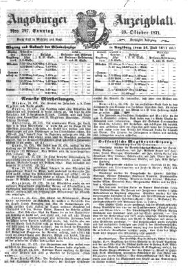 Augsburger Anzeigeblatt Sonntag 29. Oktober 1871