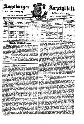 Augsburger Anzeigeblatt Dienstag 7. November 1871