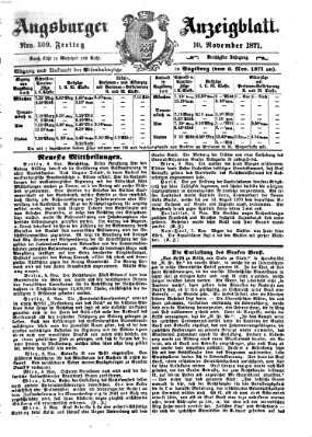 Augsburger Anzeigeblatt Freitag 10. November 1871