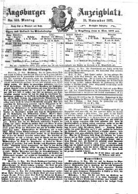 Augsburger Anzeigeblatt Montag 13. November 1871