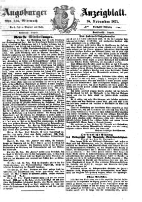 Augsburger Anzeigeblatt Mittwoch 15. November 1871