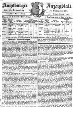 Augsburger Anzeigeblatt Donnerstag 16. November 1871