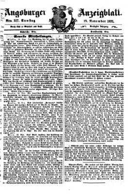 Augsburger Anzeigeblatt Samstag 18. November 1871