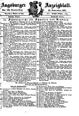 Augsburger Anzeigeblatt Donnerstag 23. November 1871