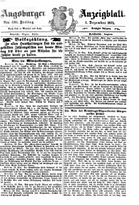 Augsburger Anzeigeblatt Freitag 1. Dezember 1871