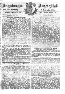 Augsburger Anzeigeblatt Sonntag 3. Dezember 1871