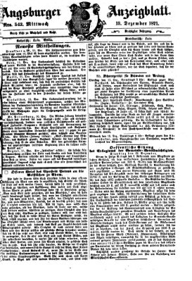 Augsburger Anzeigeblatt Mittwoch 13. Dezember 1871