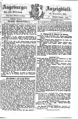 Augsburger Anzeigeblatt Mittwoch 20. Dezember 1871