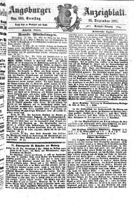 Augsburger Anzeigeblatt Samstag 23. Dezember 1871