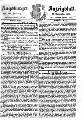 Augsburger Anzeigeblatt Freitag 29. Dezember 1871