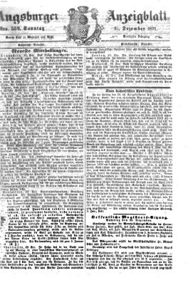 Augsburger Anzeigeblatt Sonntag 31. Dezember 1871