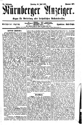 Nürnberger Anzeiger Sonntag 30. Juli 1871